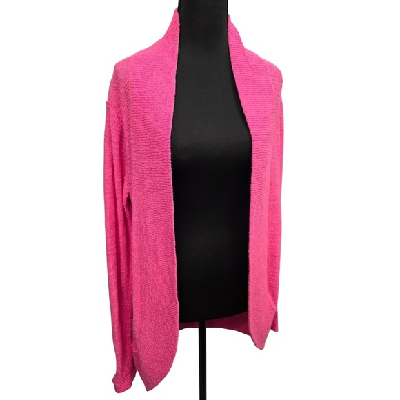 Lilly Pulitzer Pink Open Front Cardigan Large Preppy Coastal Chic Resort Wear - Picture 7 of 9
